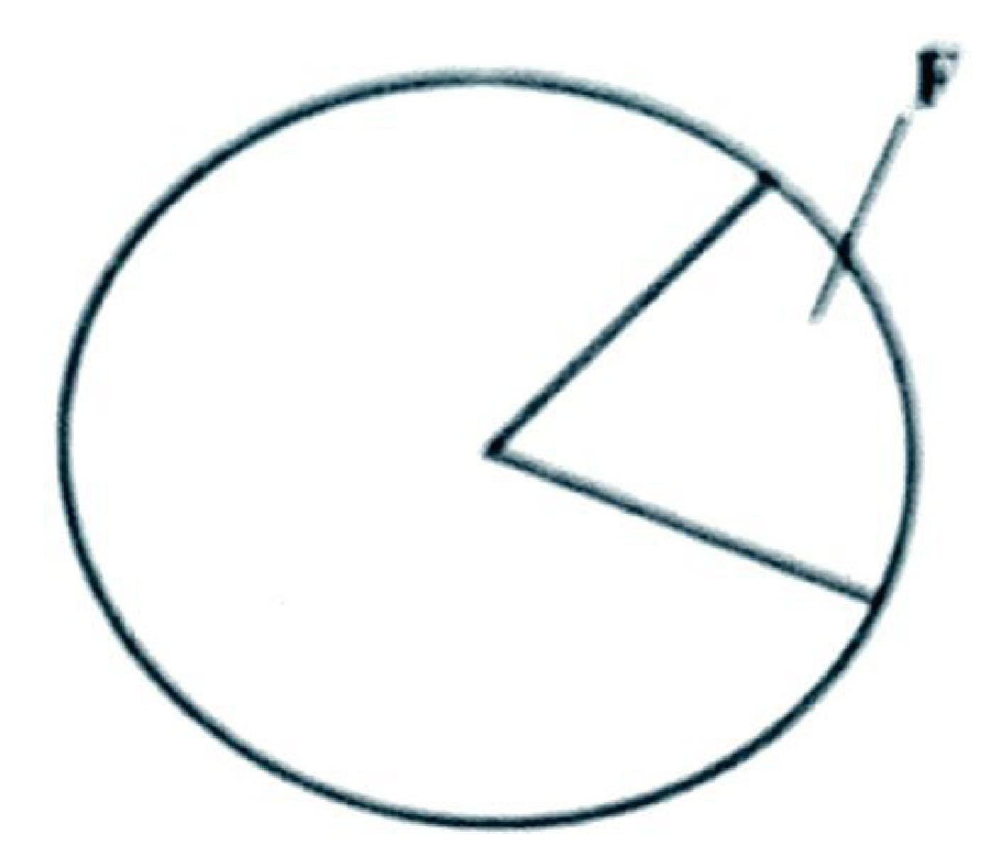 A circle (outline of the section) with one sector marked F to be filled in.