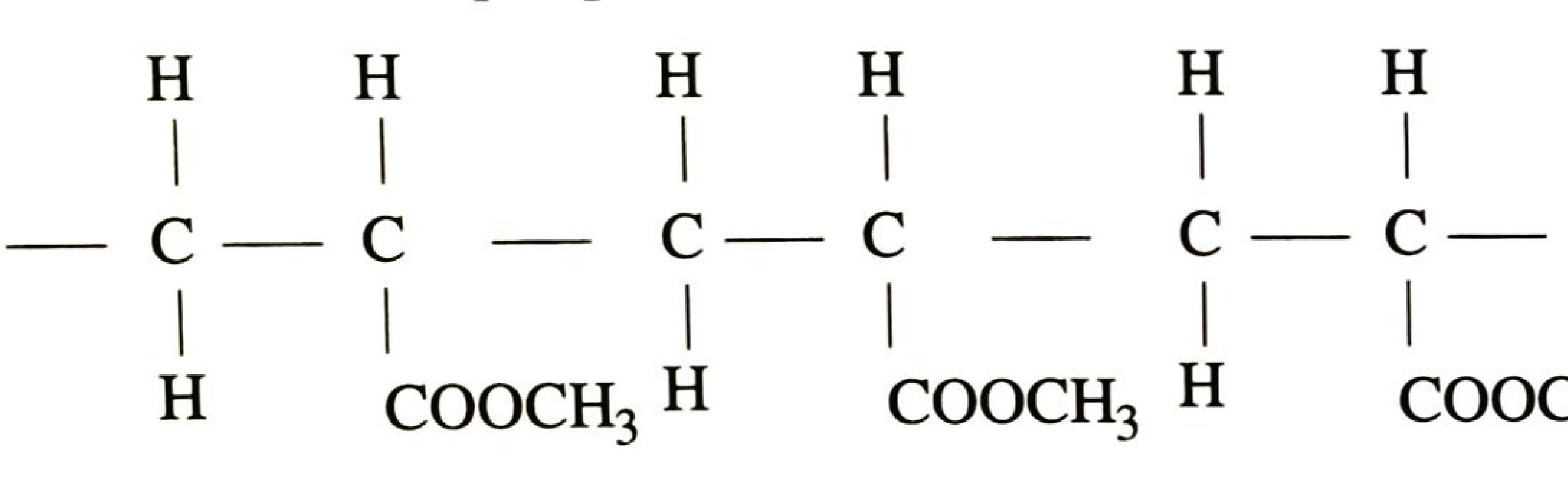Part of a polymer chain: repeating –CH₂–CH(COOCH₃)– units.