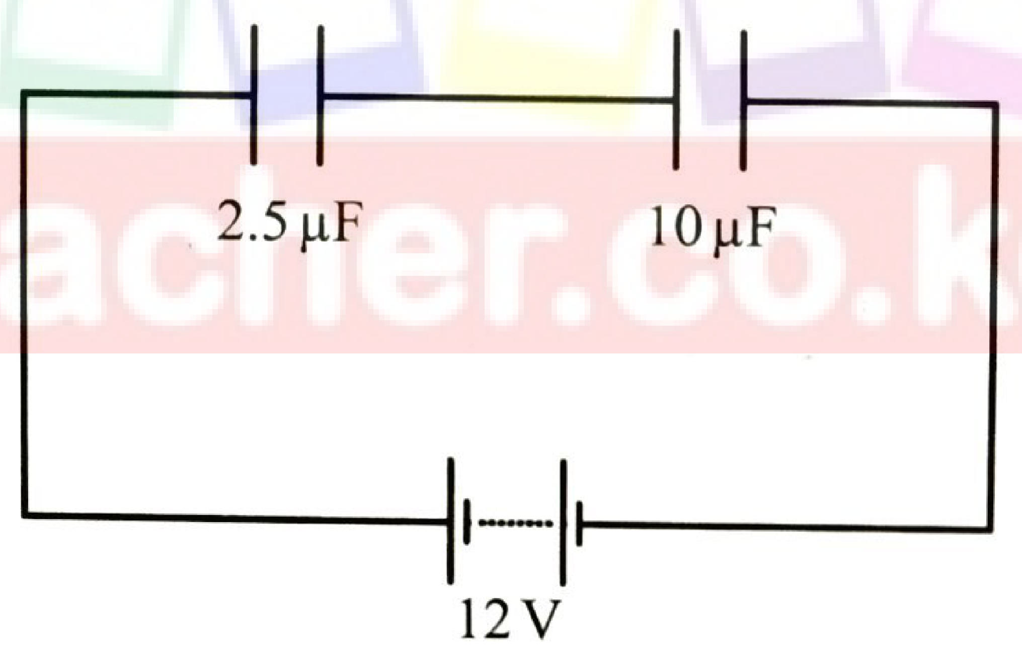 Figure 12: 2.5 μF and 10 μF capacitors in series with a 12 V battery.