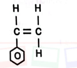 Compound M: CH2=CH– attached to a benzene ring (C6H5–CH=CH2).
